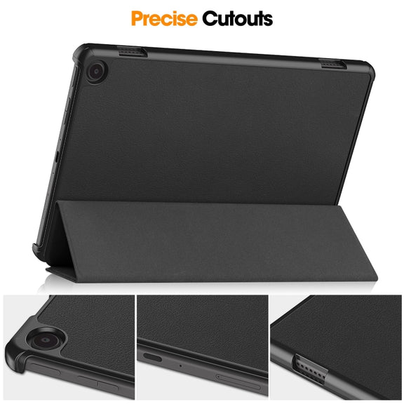 For  Amazon Fire Max 11 Custer Pure Color 3-Fold Holder Smart Leather Tablet Case(Black)