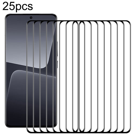 For Xiaomi 13T 25pcs 9H HD 3D Curved Edge Tempered Glass Film(Black)