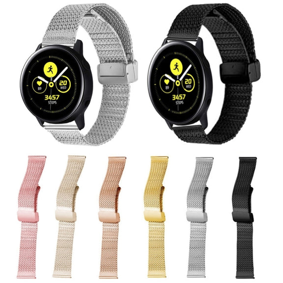 22mm Magnetic Buckle Herringbone Mesh Metal Watch Band for Samsung Galaxy Watch(Rose Gold)