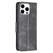 For iPhone 15 Pro Lambskin Texture Pure Color Flip Leather Phone Case(Black)