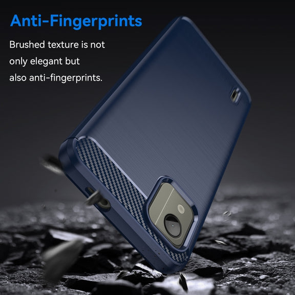 For Nokia C110 Brushed Texture Carbon Fiber TPU Phone Case(Blue)