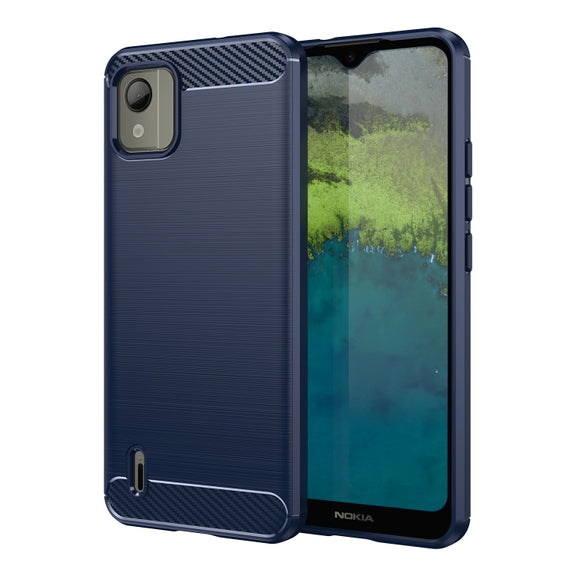 For Nokia C110 Brushed Texture Carbon Fiber TPU Phone Case(Blue)