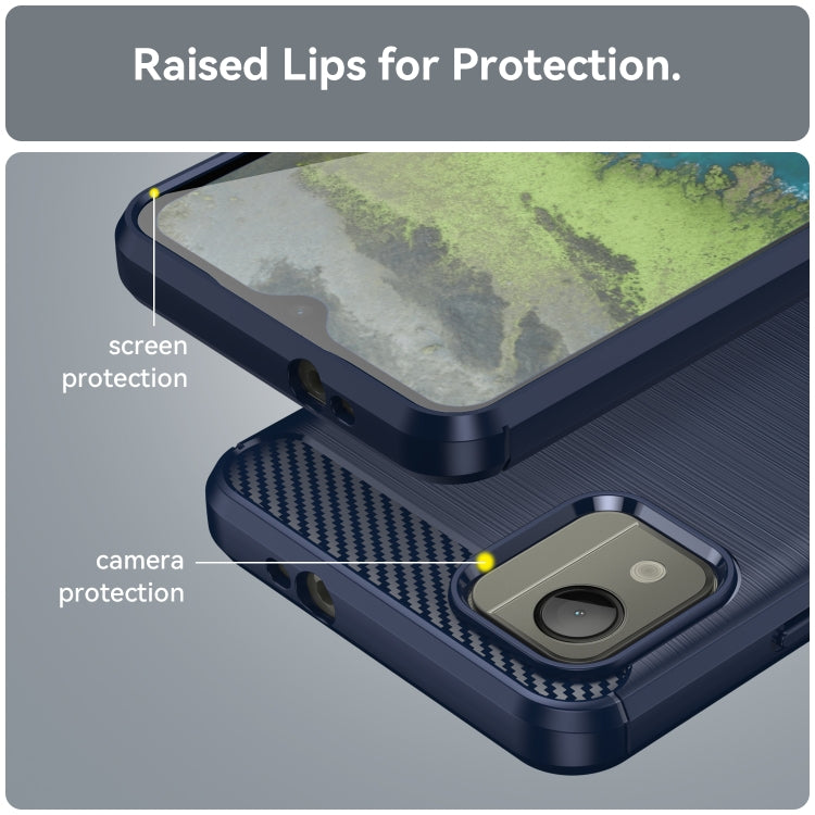 For Nokia C110 Brushed Texture Carbon Fiber TPU Phone Case(Blue)
