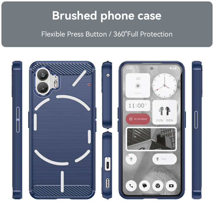 For Nothing Phone 2 Carbon Fiber Brushed Texture TPU Phone Case(Blue)