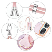 For Honor 90 5G Electroplating Marble Dual-side IMD Phone Case with Lanyard(Rose Gold 005)