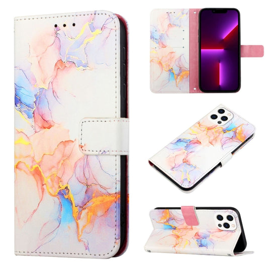 For iPhone 15 Pro PT003 Marble Pattern Flip Leather Phone Case(Galaxy Marble White) - free shipping - PMC Jewellery - Order now!