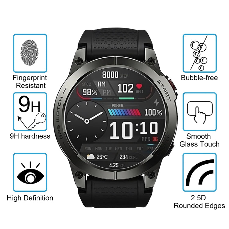 For Zeblaze Stratos 3 10pcs 0.26mm 2.5D 9H Tempered Glass Film Watch Screen Protector