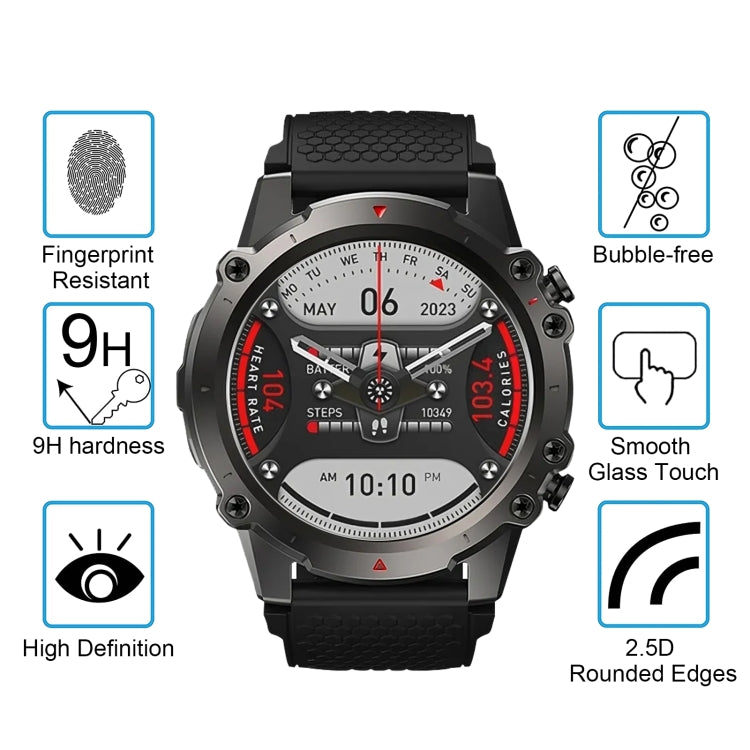 For Zeblaze Vibe 7 Lite 50pcs 0.26mm 2.5D 9H Tempered Glass Film Watch Screen Protector - Screen Protector by PMC TechLife | Online Shopping South Africa | PMC TechLife