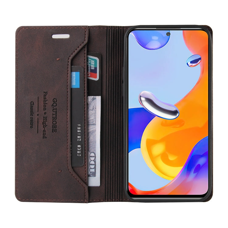 For Xiaomi Redmi Note 12 Pro 4G Global Skin Feel Anti-theft Brush Horizontal Flip Leather Case with Holder(Brown) - free shipping - PMC TechLife - Order now!