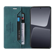 For Xiaomi 13 Pro GQUTROBE Skin Feel Anti-theft Brush Horizontal Flip Leather Case with Holder(Blue)