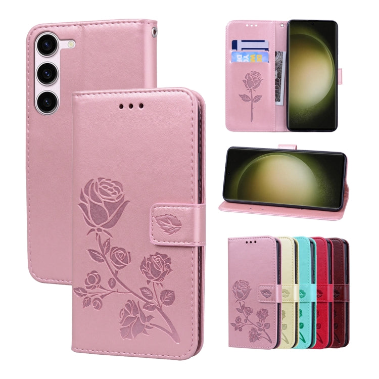 For Samsung Galaxy S23+ 5G Rose Embossed Flip PU Leather Phone Case(Rose Gold) - free shipping - PMC TechLife - Order now!