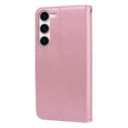 For Samsung Galaxy S23+ 5G Rose Embossed Flip PU Leather Phone Case(Rose Gold)