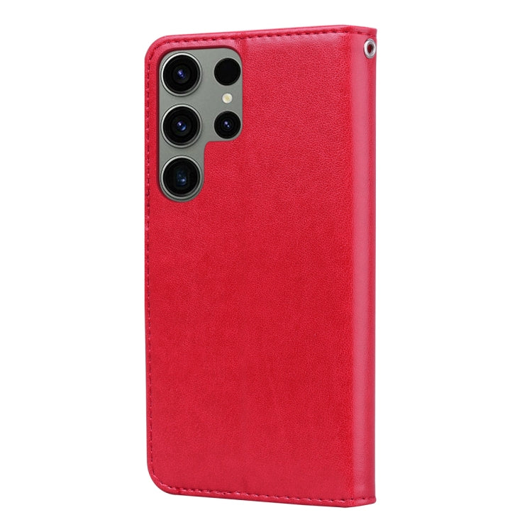 For Samsung Galaxy S23 Ultra 5G Rose Embossed Flip PU Leather Phone Case(Red)