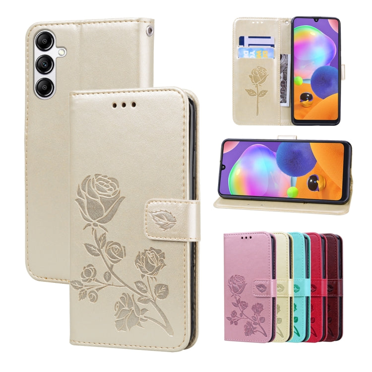 For Samsung Galaxy A34 5G Rose Embossed Flip PU Leather Phone Case(Gold) - free shipping - PMC TechLife - Order now!