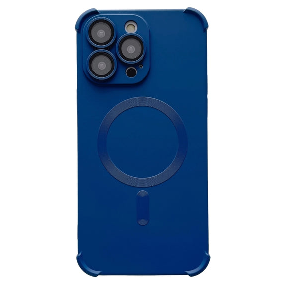 For iPhone 13 Pro Four Corner Shockproof Skin Feel MagSafe Magnetic Phone Case(Dark Blue)