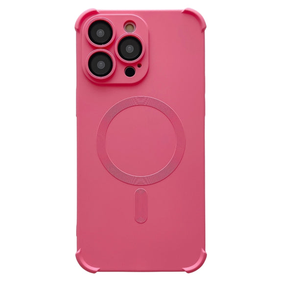 For iPhone 14 Pro Four Corner Shockproof Skin Feel MagSafe Magnetic Phone Case(Pink)