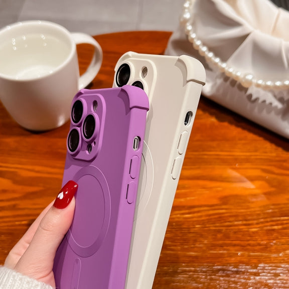 For iPhone 13 Four Corner Shockproof Skin Feel MagSafe Magnetic Phone Case(Grey)