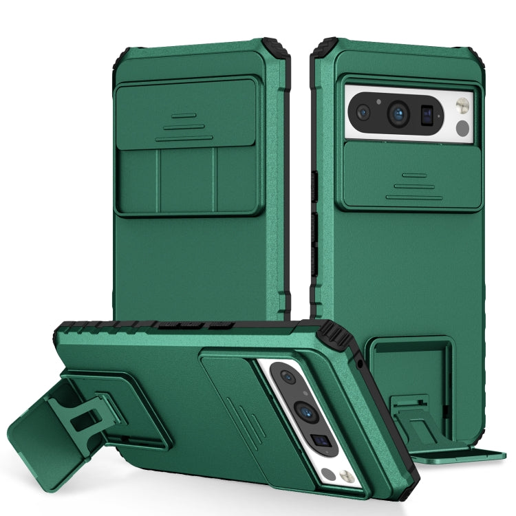For Google Pixel 8 Pro Stereoscopic Holder Sliding Camshield Phone Case(Green) - free shipping - PMC TechLife - Order now!