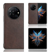 For Tecno Phantom V Fold Litchi Texture Back Cover Phone Case(Brown)