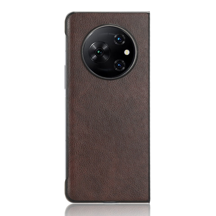 For Tecno Phantom V Fold Litchi Texture Back Cover Phone Case(Brown)