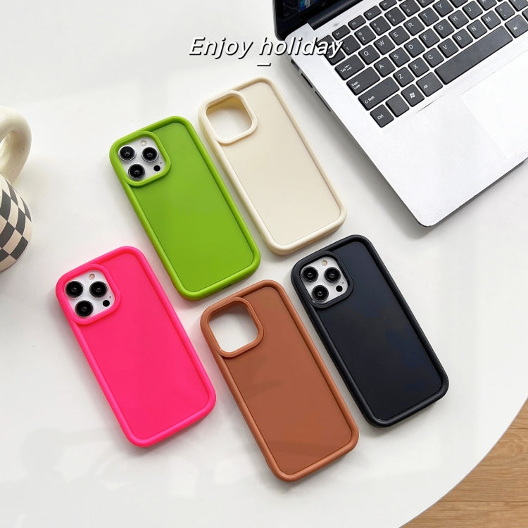 For iPhone 12 Shockproof Frame Frosted TPU Phone Case(Beige)