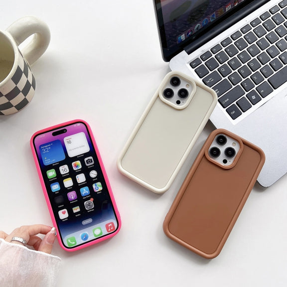 For iPhone 12 Shockproof Frame Frosted TPU Phone Case(Beige)