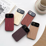 For iPhone 12 Pro Wood Grain TPU Phone Case with Lens Film(Khaki)