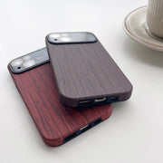 For iPhone 12 Pro Wood Grain TPU Phone Case with Lens Film(Red)