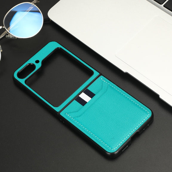 For Samsung Galaxy Z Flip5 Litchi Texture Card Slots Back Cover Phone Case(Green)