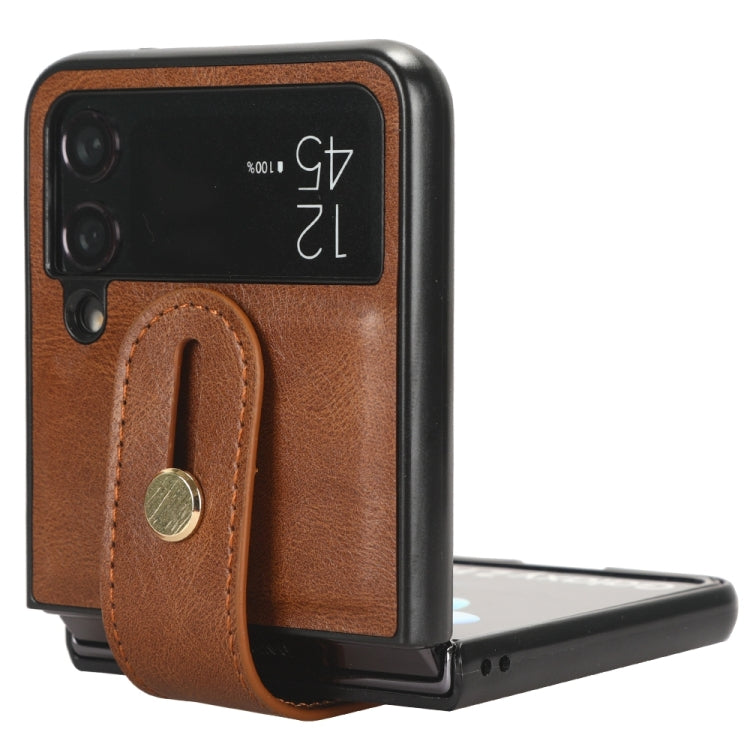 For Samsung Galaxy Z Flip4 Wristband Leather Back Phone Case(Brown) - free shipping - PMC TechLife - Order now!
