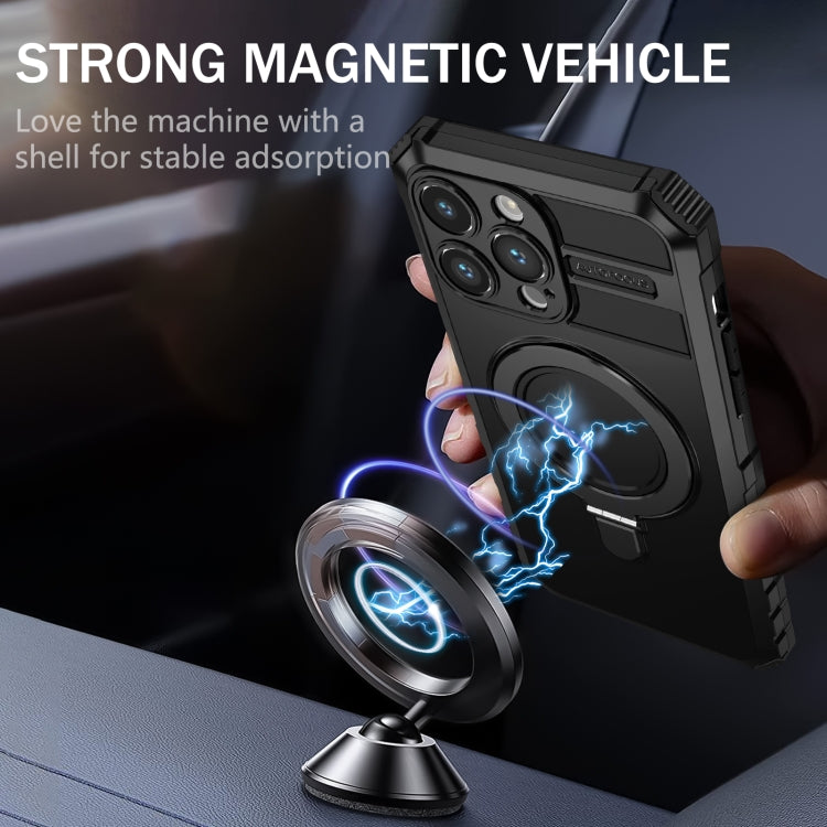 For iPhone 15 Pro MagSafe Magnetic Holder Phone Case(Black)
