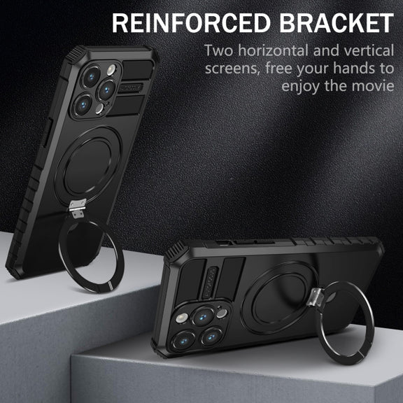 For iPhone 15 Pro MagSafe Magnetic Holder Phone Case(Black)