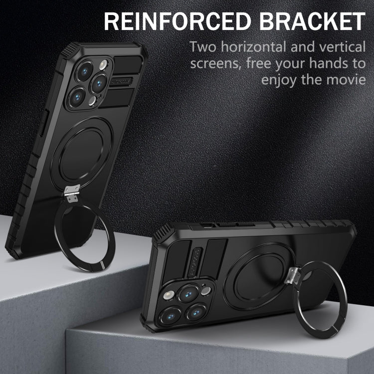 For iPhone 15 Pro MagSafe Magnetic Holder Phone Case(Black)