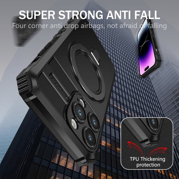 For iPhone 15 Pro MagSafe Magnetic Holder Phone Case(Black)