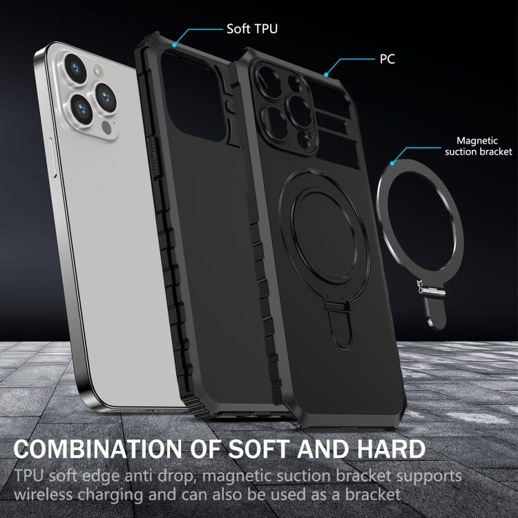 For iPhone 15 Pro MagSafe Magnetic Holder Phone Case(Black)