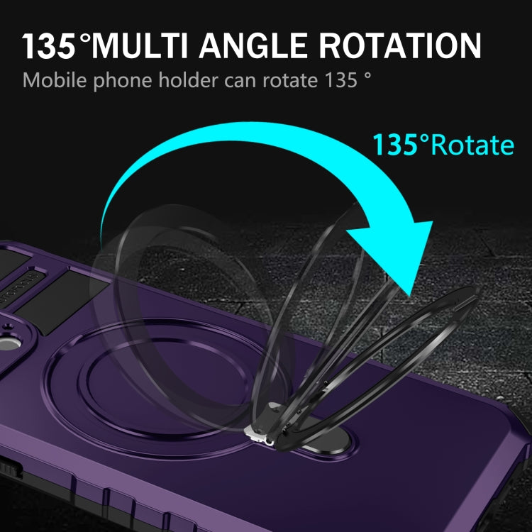 For iPhone 15 Pro MagSafe Magnetic Holder Phone Case(Purple)