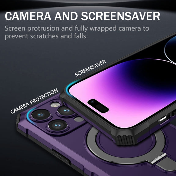 For iPhone 15 Pro MagSafe Magnetic Holder Phone Case(Purple)