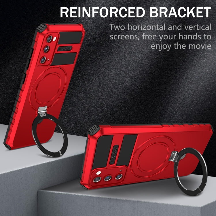 For Samsung Galaxy S20 FE MagSafe Magnetic Holder Phone Case(Red) - Galaxy S20 FE Cases by PMC TechLife | Online Shopping South Africa | PMC TechLife | Buy Now Pay Later Mobicred