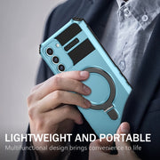 For Samsung Galaxy S21 FE 5G MagSafe Magnetic Holder Phone Case(Light Blue)