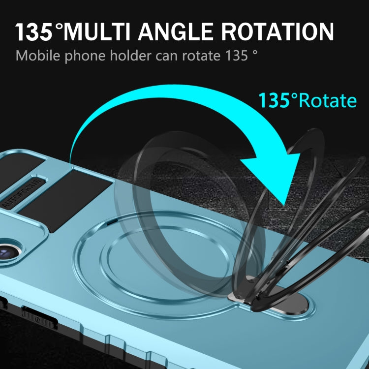 For Samsung Galaxy S21 FE 5G MagSafe Magnetic Holder Phone Case(Light Blue) - Galaxy S22 Ultra 5G Cases by PMC TechLife | Online Shopping South Africa | PMC TechLife