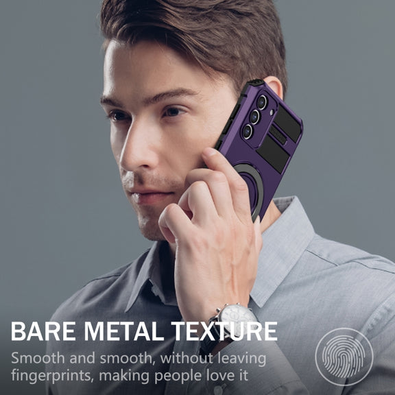 For Samsung Galaxy S21 FE 5G MagSafe Magnetic Holder Phone Case(Purple)