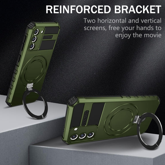 For Samsung Galaxy S21 5G MagSafe Magnetic Holder Phone Case(Green)