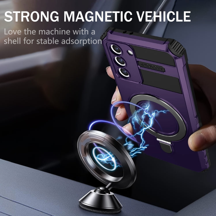 For Samsung Galaxy S21+ 5G MagSafe Magnetic Holder Phone Case(Purple)