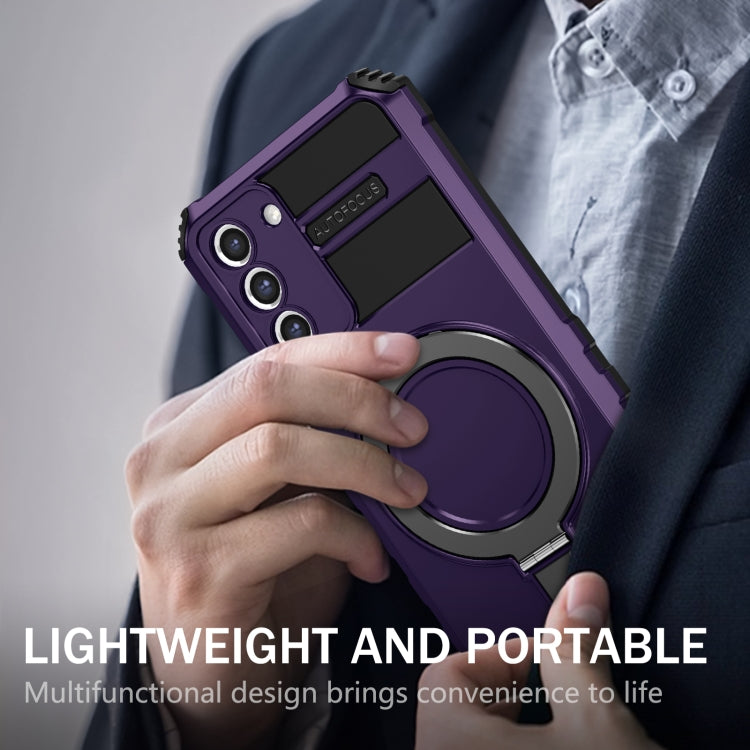 For Samsung Galaxy S21+ 5G MagSafe Magnetic Holder Phone Case(Purple)