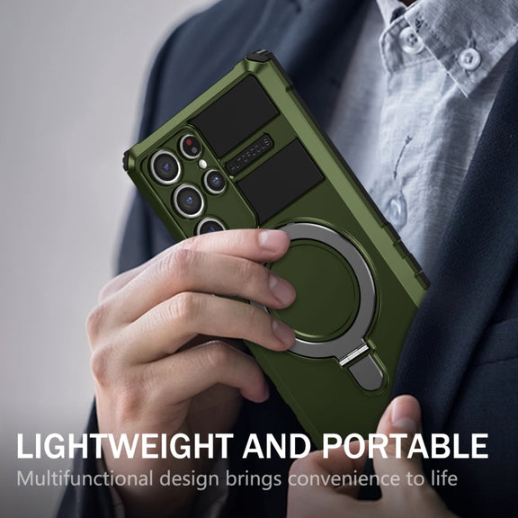 For Samsung Galaxy S22 Ultra 5G MagSafe Magnetic Holder Phone Case(Green)