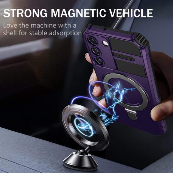 For Samsung Galaxy S22 5G MagSafe Magnetic Holder Phone Case(Purple)