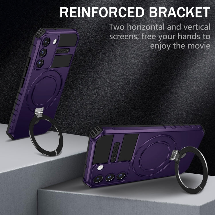 For Samsung Galaxy S22 5G MagSafe Magnetic Holder Phone Case(Purple)