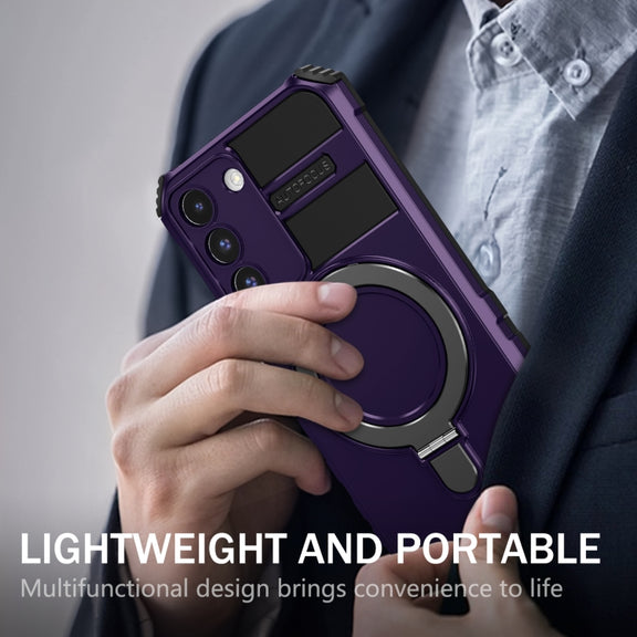 For Samsung Galaxy S22 5G MagSafe Magnetic Holder Phone Case(Purple)