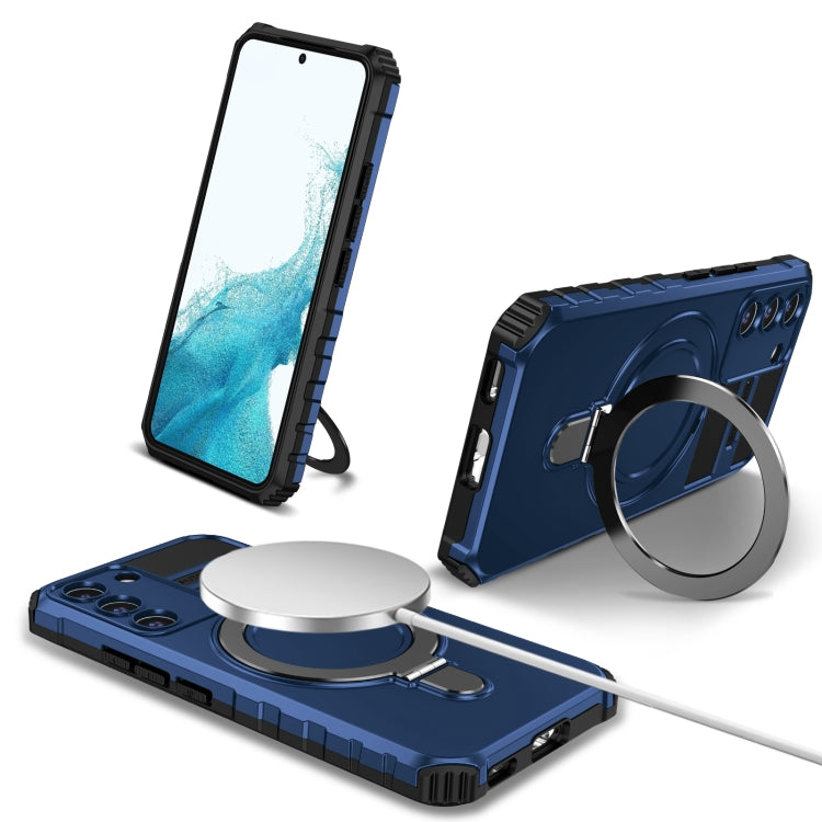 For Samsung Galaxy S22+ 5G MagSafe Magnetic Holder Phone Case(Blue) - Galaxy S22+ 5G Cases by PMC TechLife | Online Shopping South Africa | PMC TechLife | Buy Now Pay Later Mobicred