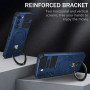 For Samsung Galaxy S22+ 5G MagSafe Magnetic Holder Phone Case(Blue)